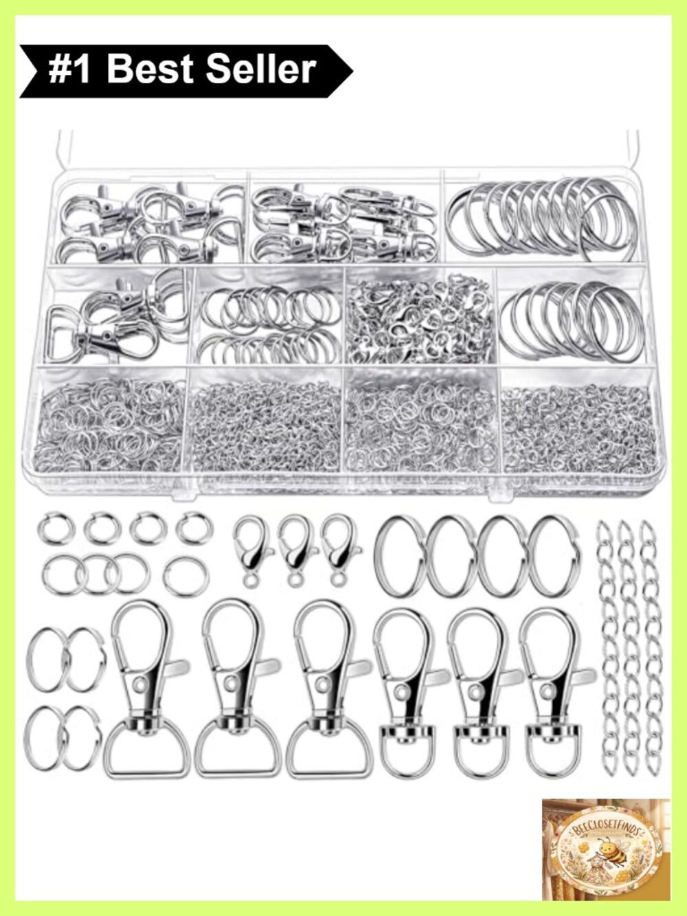 524PC Keychain Making Kit Metal Clips Rings Jump Rings DIY Jewelry